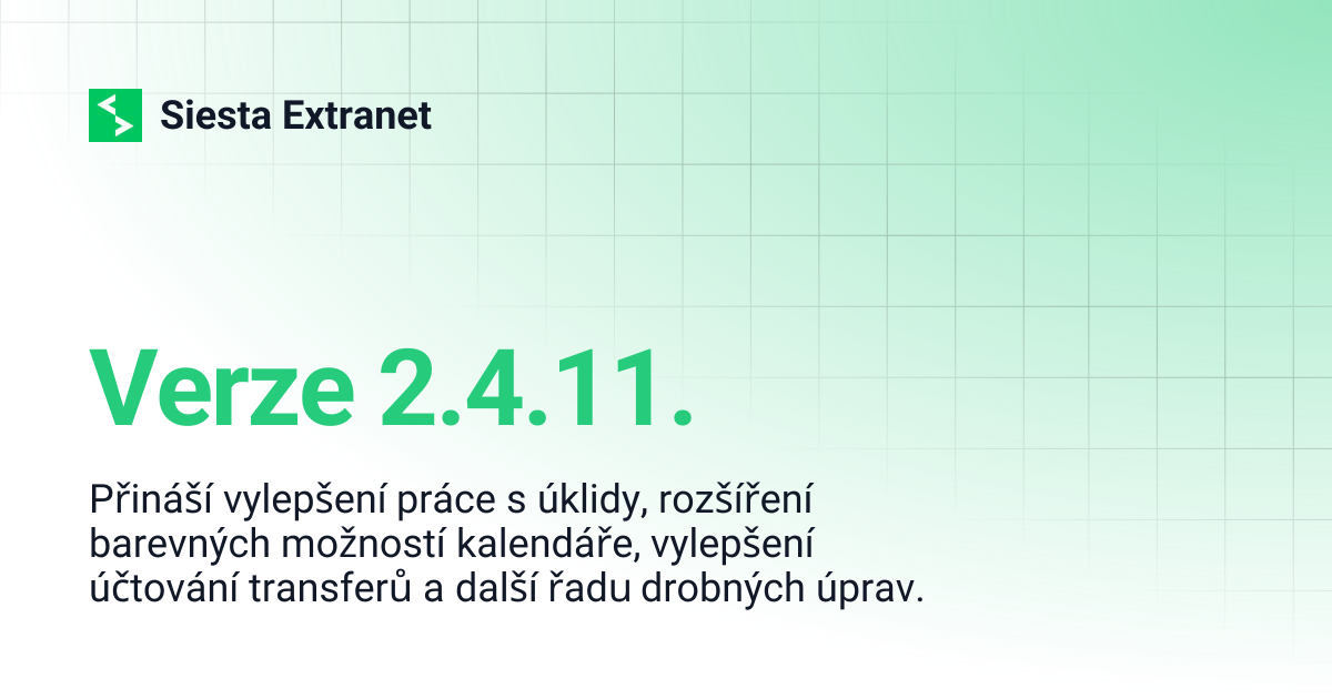 Verze 2.4.11. | Siesta Extranet